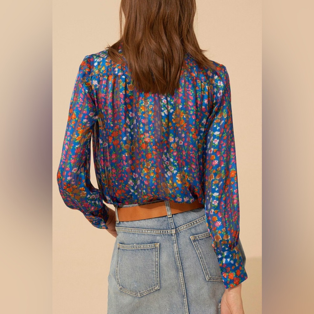 Ba&Sh Rive Blue Button Down Blouse - Picture 2 of 10